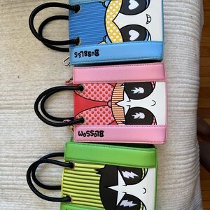 Kids Cartoon Tote Bag Set - Blue, Pink, Green